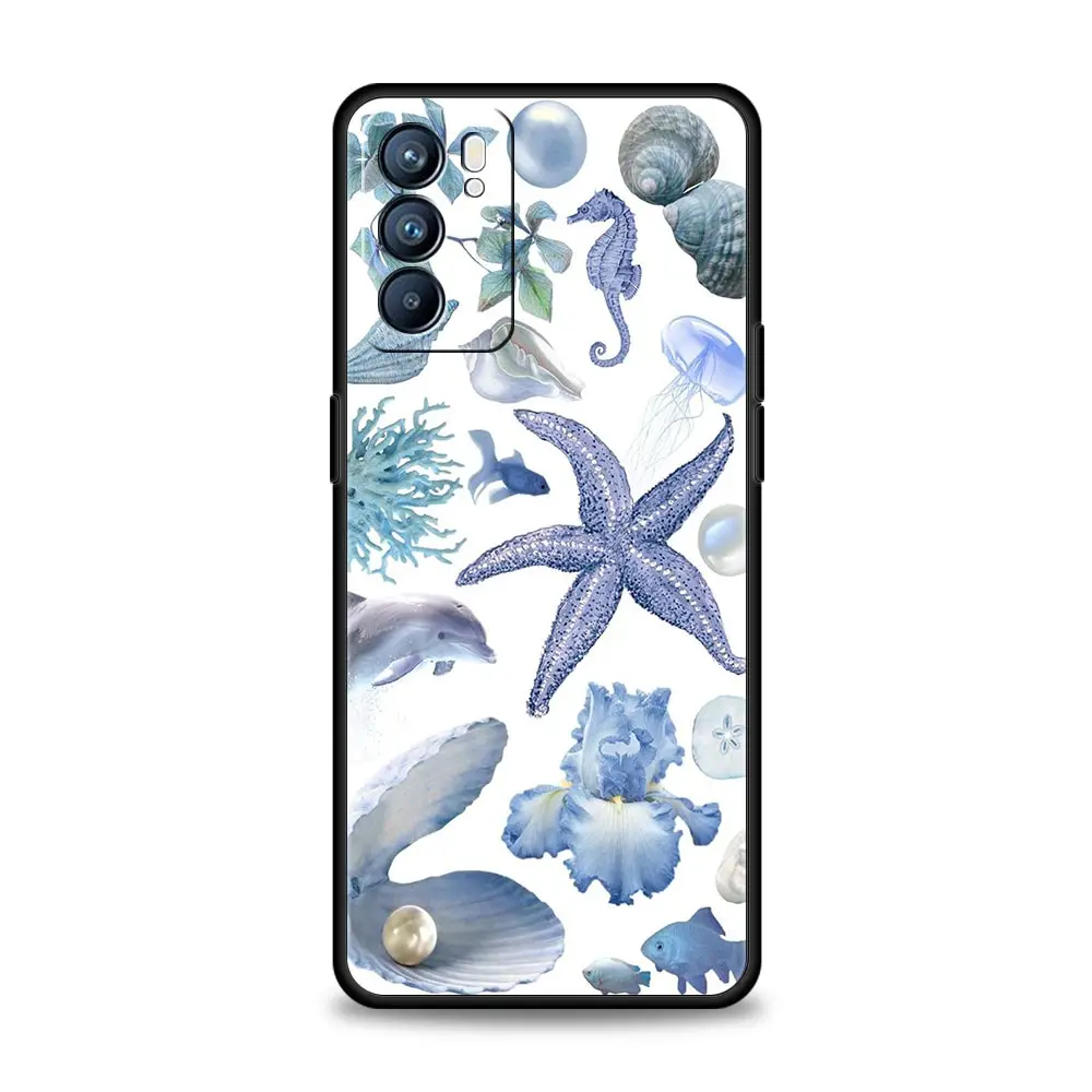 Funda de teléfono para Oppo Reno13 Reno12 Reno11 F Reno10 Pro A54 A53 A95 A76 A74 A57 A98 A80 A79 5G A78 4G cubierta azul animales del océano - imagen 2