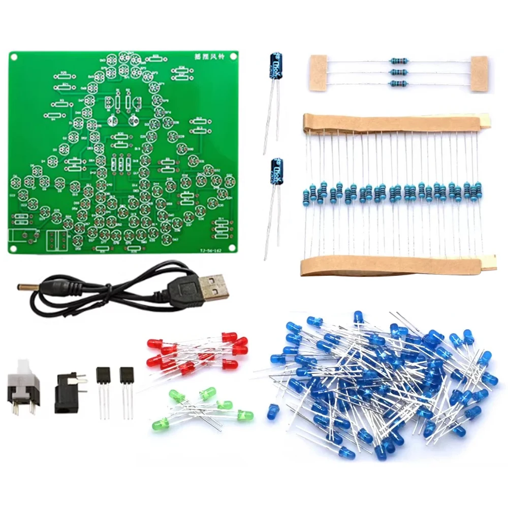 Columpio de carillón de viento LED, Kit electrónico DIY, 83 luces LED intermitentes, simulación de carillón de viento, balanceo PCB, proyecto de soldadura DIY con Cable DC5V - imagen 5