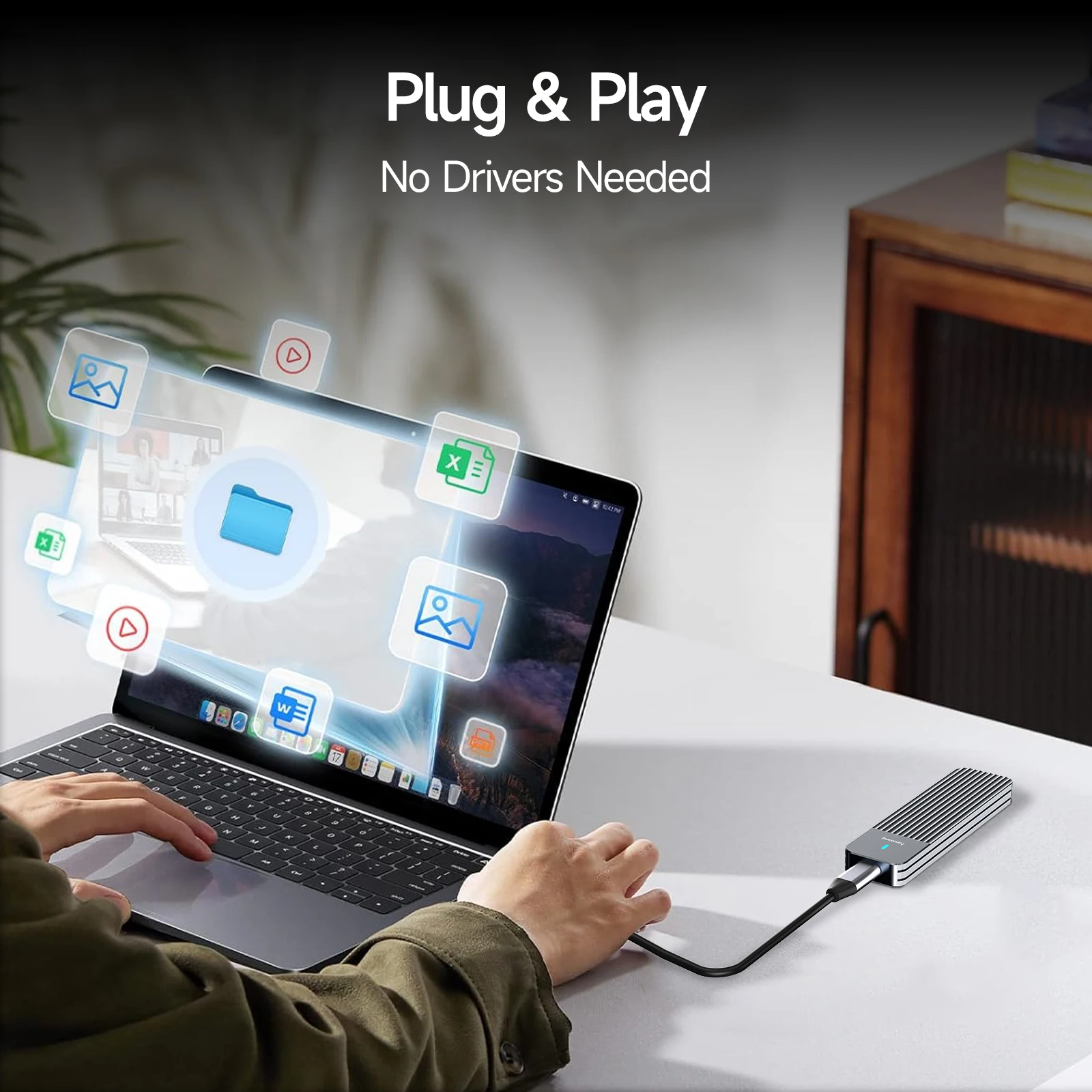 Fanxiang MD87 M.2 SSD carcasa 10Gbps NVMe/NGFF-SATA protocolo Dual USB 3,2 Gen2 tipo C SSD carcasa para 2280/2242/2230 caja de disco SSD - imagen 4