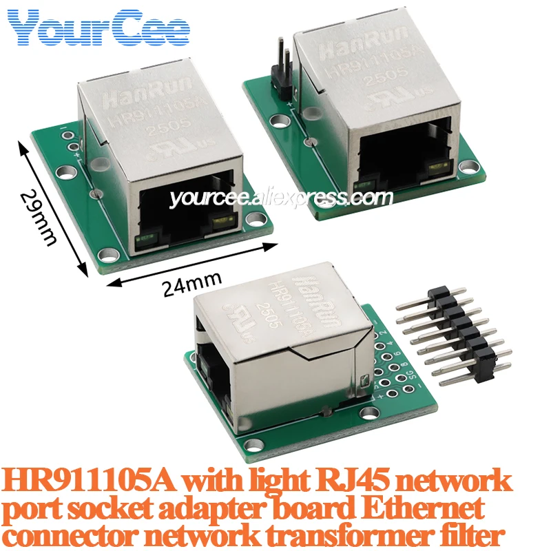 2 uds/1 unidad HR911105A con luz LED RJ45 puerto de red módulo de placa adaptadora conector Ethernet filtro de transformador de red