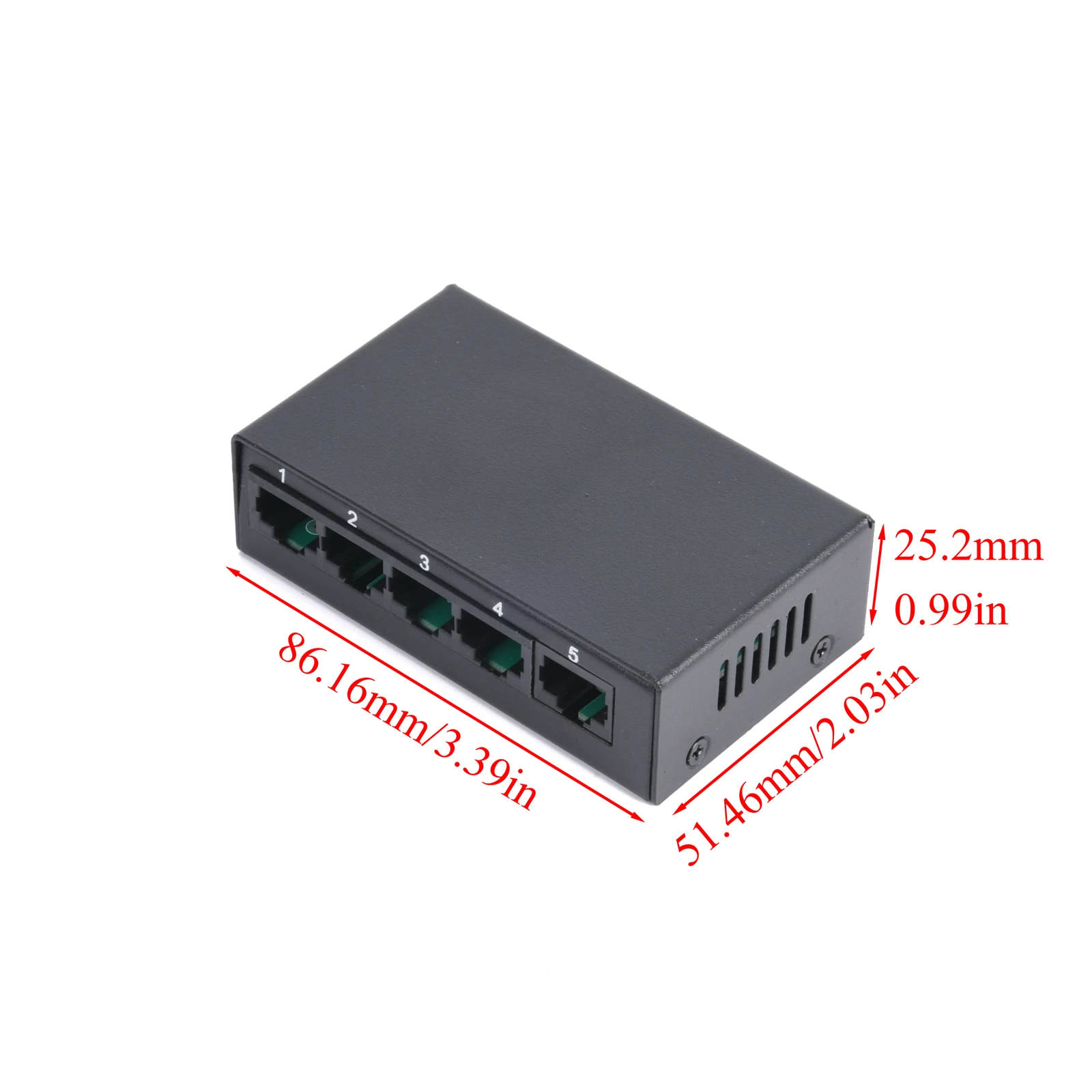 Conmutador Ethernet rápido RJ45, 5 puertos/8 puertos, 100Mbps, concentrador de conmutador inteligente, carcasa de Metal con adaptador de corriente estadounidense, divisor de Internet, 1 Uds. - imagen 3