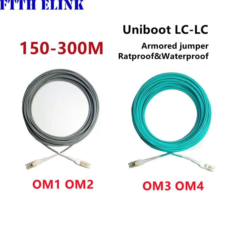 Cable de conexión de fibra LC-LC Uniboot 2 núcleos blindado 150M200M250M300M OM1OM2OM3OM4 puente óptico de 2 fibras 2C multimodo para exteriores MM FTTH - imagen 2