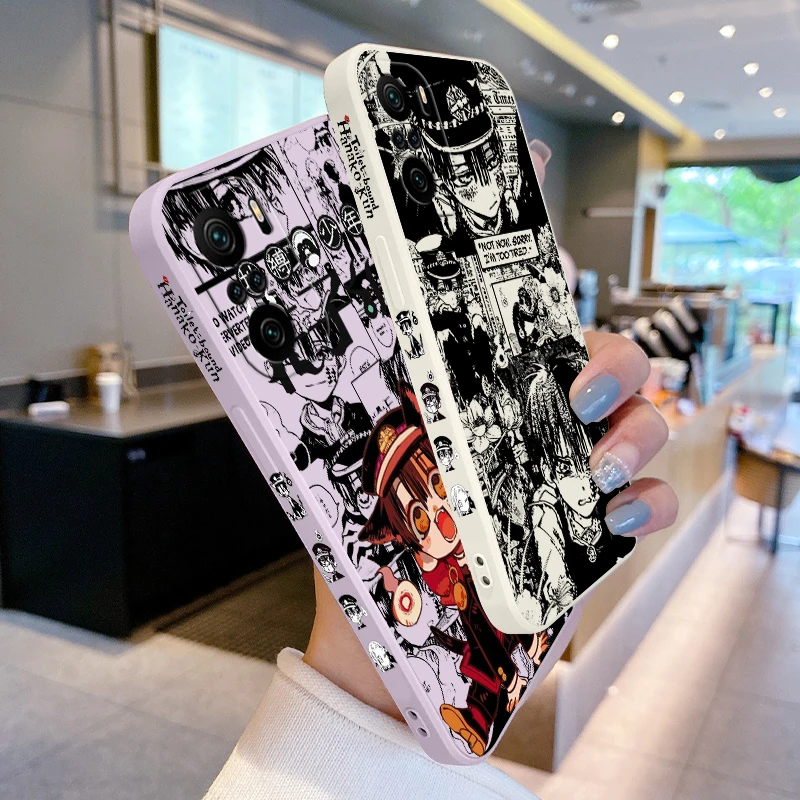 Hanako Kun-funda de teléfono con cuerda izquierda líquida para Xiaomi Redmi Note 13, 12, 12Pro, 11S, 11T, 10S, 10 Pro Plus, 5G - imagen 3