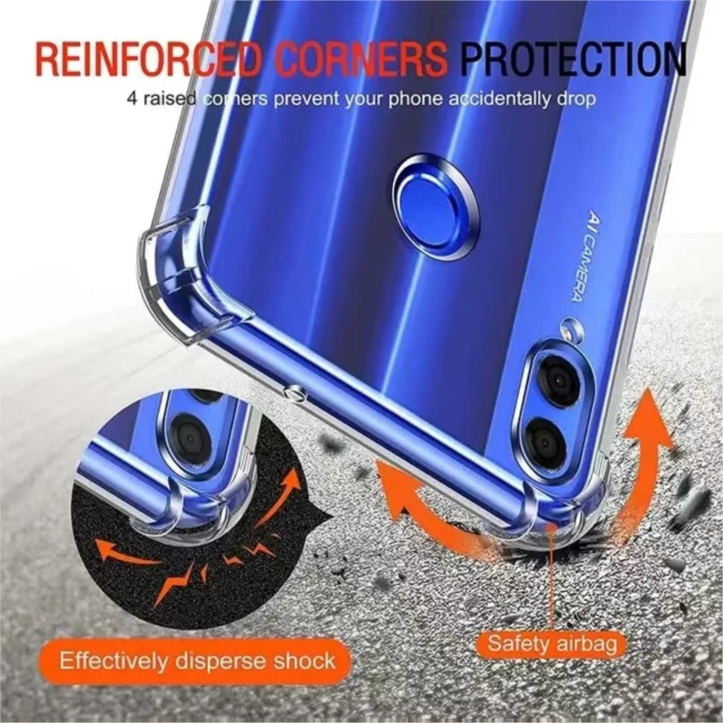 Funda transparente con bolsa de aire de 1,0 MM de espesor para Huawei Honor 10 lite P20 P30 P40 20 lite Y6 Y7 Y9 Y6P Y7P Y8S Y8P P Smart S Pro 2019 - imagen 3
