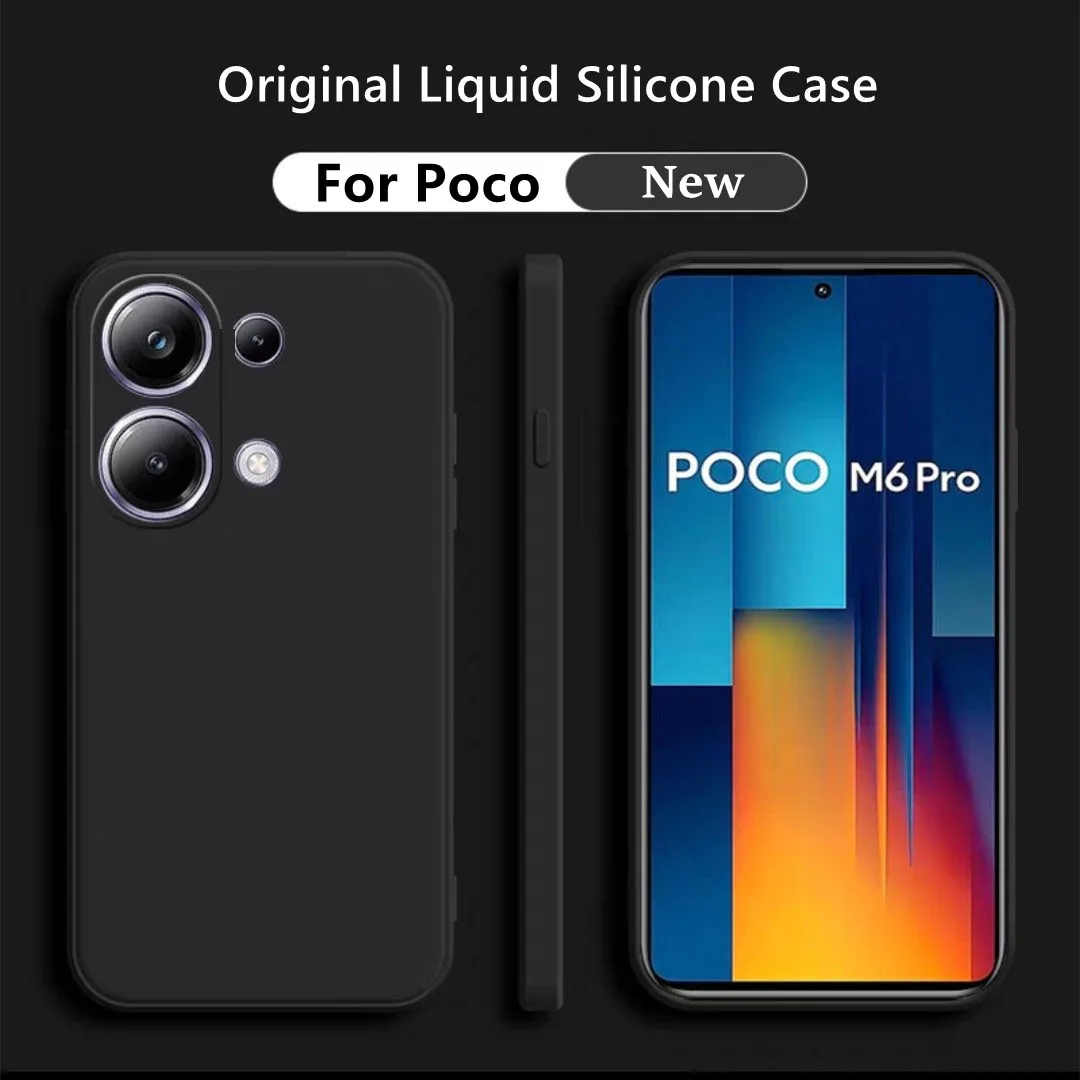 Funda de lujo Poco M6 Pro funda para Xiaomi Poco M6 Pro Fundas Coque Original de silicona líquida funda trasera suave Poco M6 Pro 4G