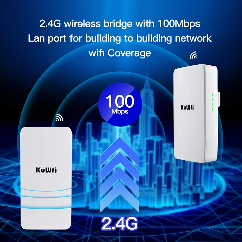 KuWFi-enrutador WI FI para exteriores, repetidor Wifi inalámbrico de 2,4G, amplificador de señal Wifi de punto a punto de 300Mbps, aumenta el rango Wifi de 1KM - imagen 3