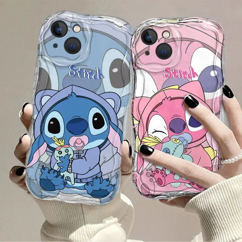 Funda bonita de Disney Stitch Angel Pareja para OPPO Reno 11 12 A3 Pro 12F 11F A3X A60 A78 A58 A36 Funda de silicona