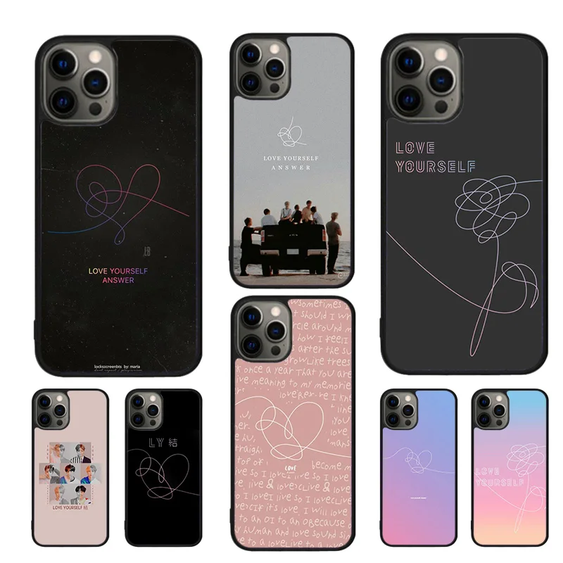 Love Yourself Answer Phone Case para iPhone 16, 15, 14, 11, 12, 13, mini Pro, XR, XS, MAX Plus, coque Cover Shell