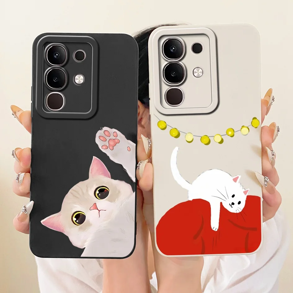 Para Vivo Y29 4G funda V2434 encantador gato dibujos animados suave caramelo silicona cubierta a prueba de golpes para Vivo T4x V2437 IQOO Z10x VivoY29 4G Shell