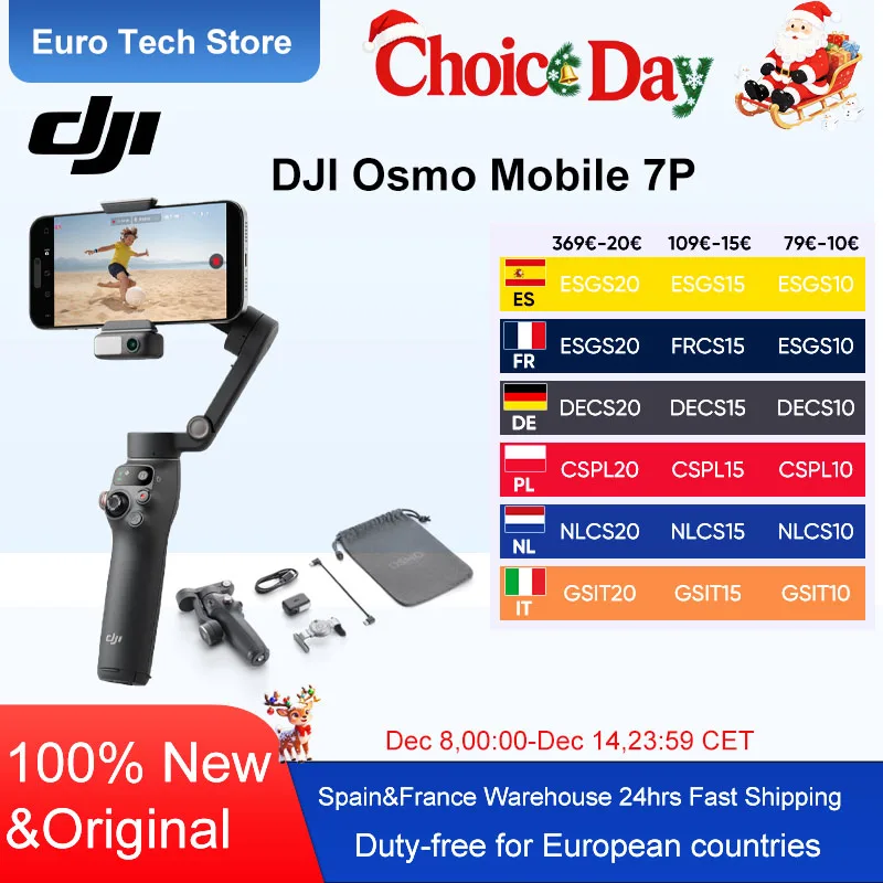 DJI Osmo Mobile 7P Estabilizador de cardán Seguimiento nativo de 3 ejes Cardán para teléfono móvil Funciones de audio y iluminación integradas