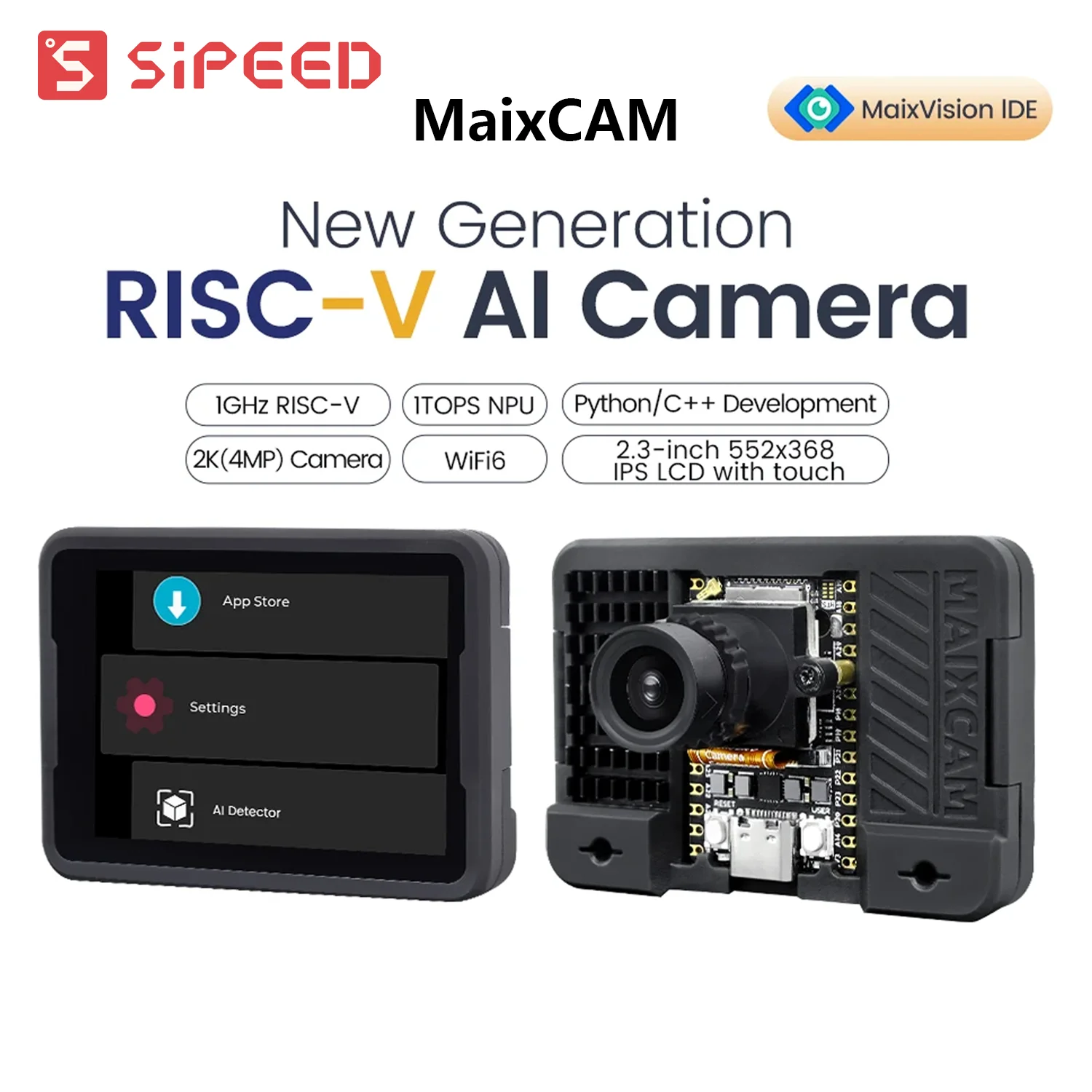 Placa de desarrollo Sipeed MaixCAM RISC-V C906 NPU RISCV AI cámara Visual puerto serie de Audio WIFI6 1TOPS NPU