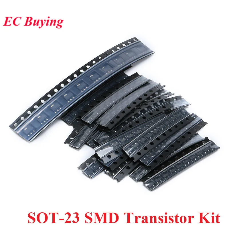 5 Juegos/1 Juego de Kit de transistores SMD SOT-23 para S9013 S9014 S9015 S9018 MMBT3904 MMBT3906 A92 C1815 A1015 KIT de muestras 18 tipos * 10 Uds