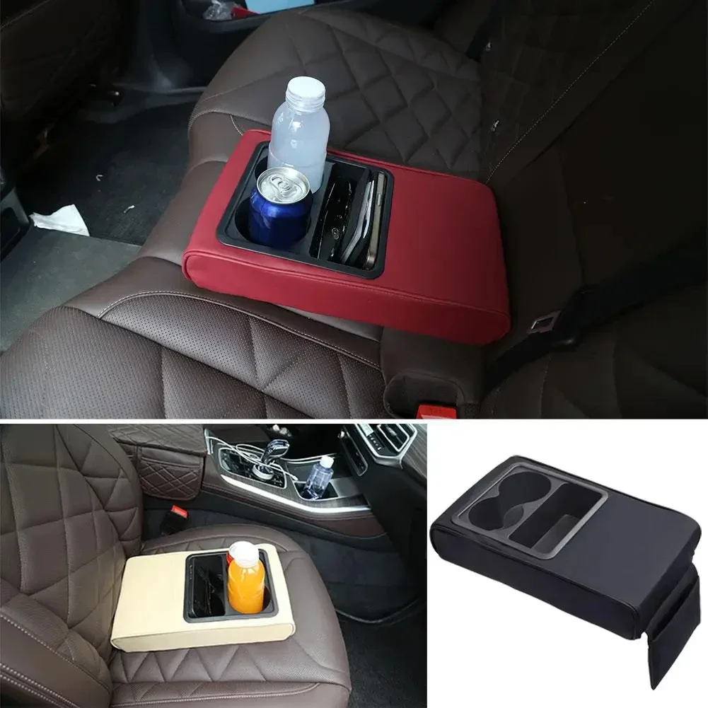 Cojín para reposabrazos de coche con portavasos, soporte de almacenamiento Universal, reposabrazos Central con bolsillo para el codo, memoria de algodón resistente al desgaste - imagen 3