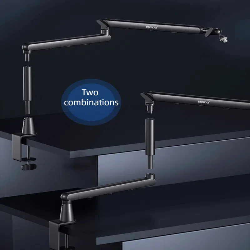 Brazo de micrófono de perfil bajo, 360 ° Soporte de micrófono con brazo de soporte para micrófono para Fifine AM8 K669B Blue Yeti HyperX, con clip de micrófono, adaptador de 3/8 "a 5/8" - imagen 3