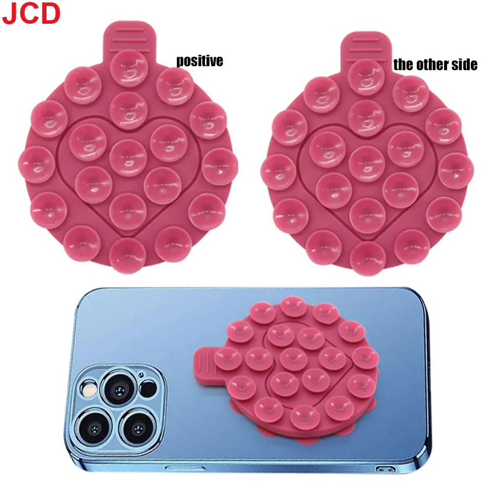 Soporte de teléfono de silicona adhesivo de doble cara con respaldo de corazón de amor, soporte de teléfono perezoso con ventosa fuerte, almohadilla fija, nuevo, 1 piezas - imagen 2