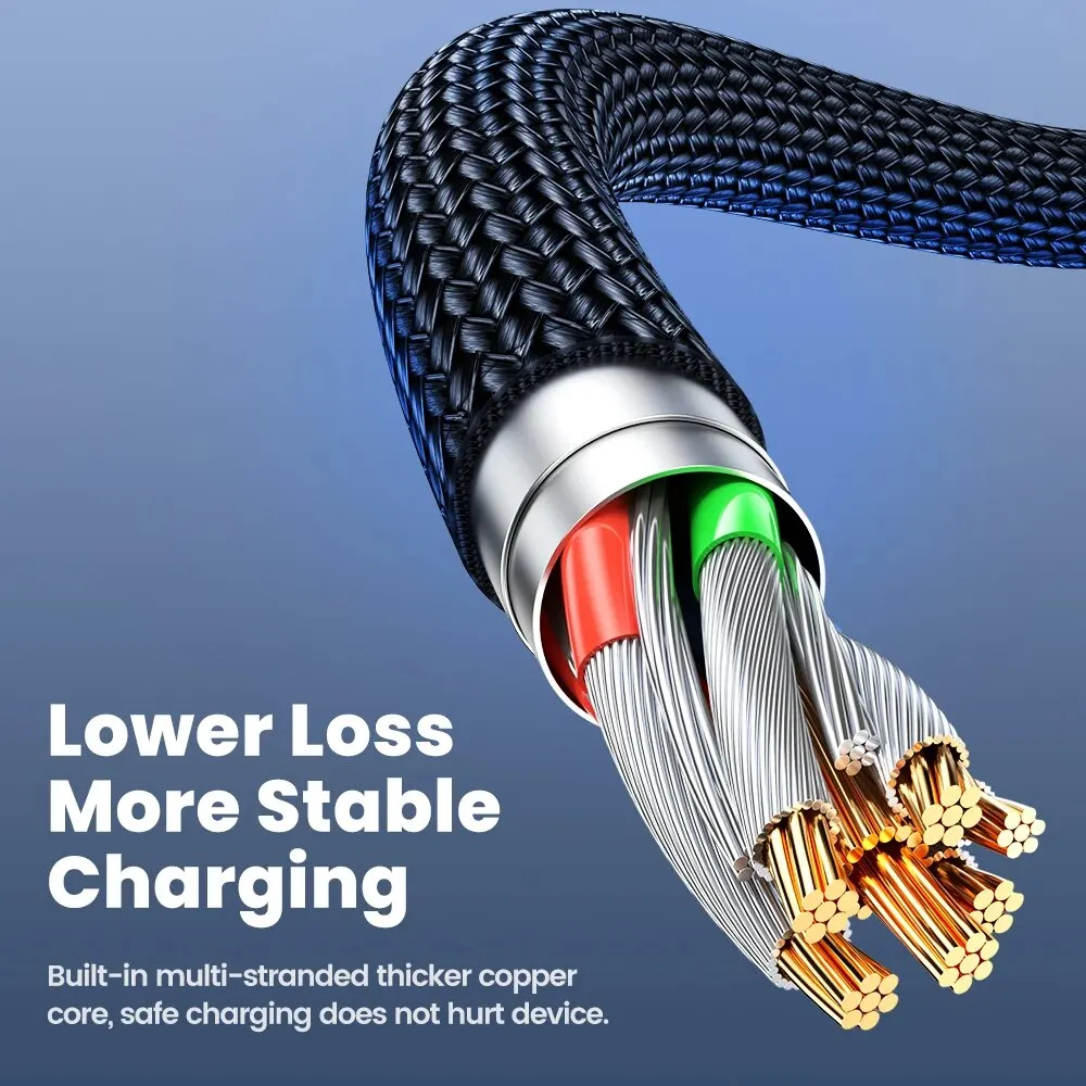 Toocki 2 IN 1 USB Type C Cable 90 Degree Elbow PD 60W Fast Charging Data Cord for Xiaomi Samsung Realme POCO USB C Charger Wire - imagen 5