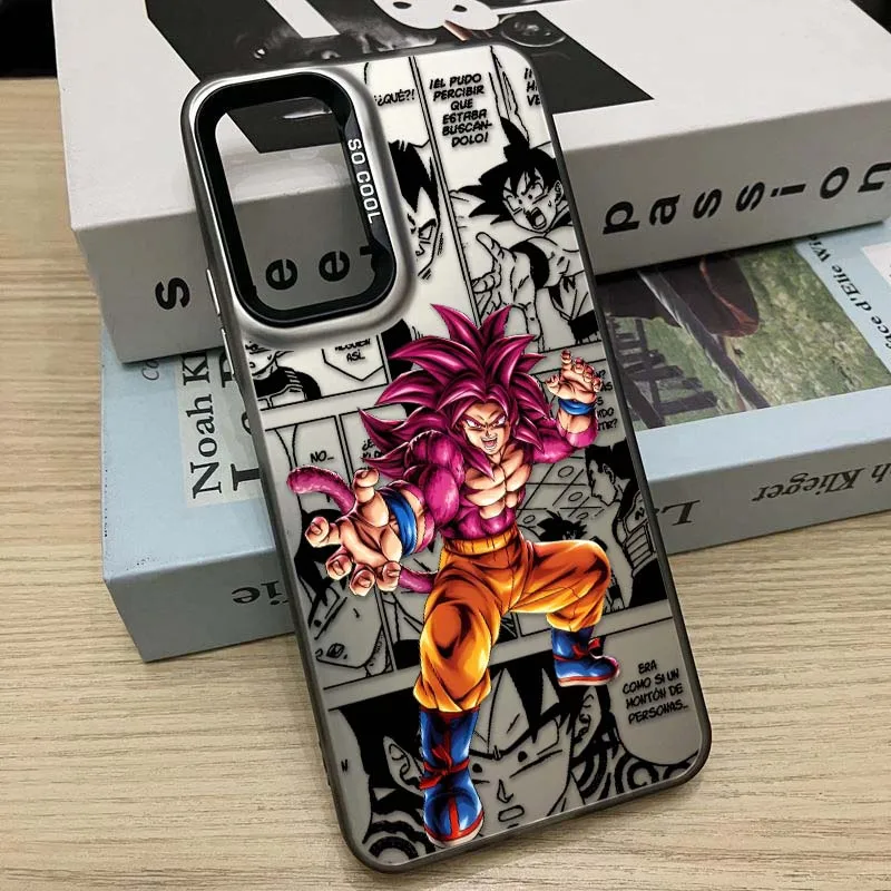 D-Dragon Ball Saiyan Goku funda de Anime para Redmi Note 14 13 12 11 10 9 8 Pro Plus funda de teléfono plateada colorida - imagen 4