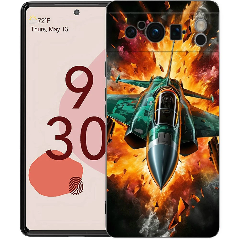 Funda de teléfono Fighter Planes para Google Pixel 8 7 6 Pro 8A 6A 7A 5G silicona suave a prueba de golpes TPU cubierta negra Fundas - imagen 3