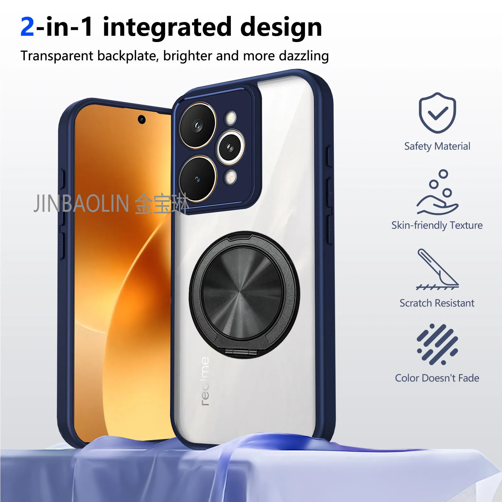 Funda mate delgada de lujo para Magsafe para Realme 15 Pro PC TPU armadura híbrida soporte de anillo giratorio cubierta de carga inalámbrica magnética - imagen 2