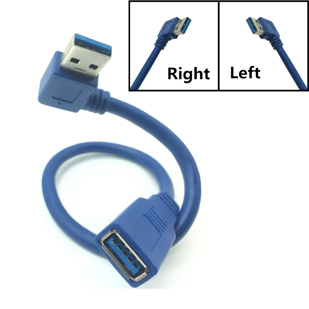 Cable de extensión USB USB 3.0 derecha/izquierda Cable de ángulo recto de 90 grados Adaptador macho a hembra 0,3 m - imagen 2