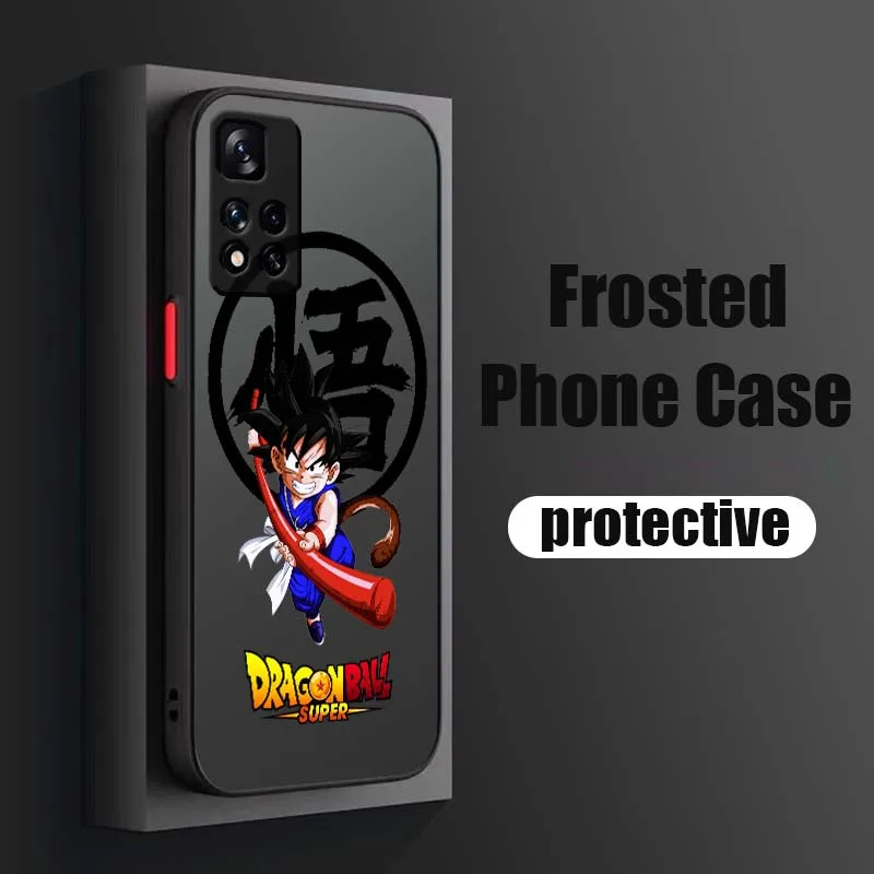 D-Dragon Ball tarjetas Son Goku para Xiaomi Redmi Note 14 13 12 11 10 9 Pro Plus 4G 5G funda de teléfono translúcida esmerilada - imagen 3