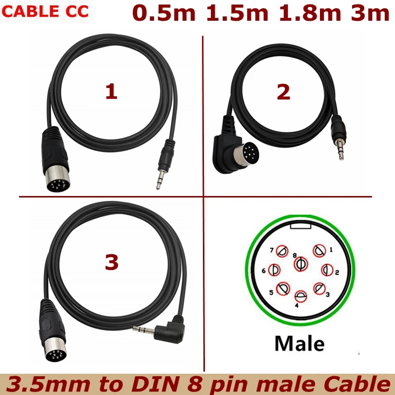 1,8 m 0,5 m 3m codo de 90 grados Midi Din 8 pines a DC3.5mm Cable adaptador de Audio para amplificador de Piano de Audio instrumento equipo de Audio