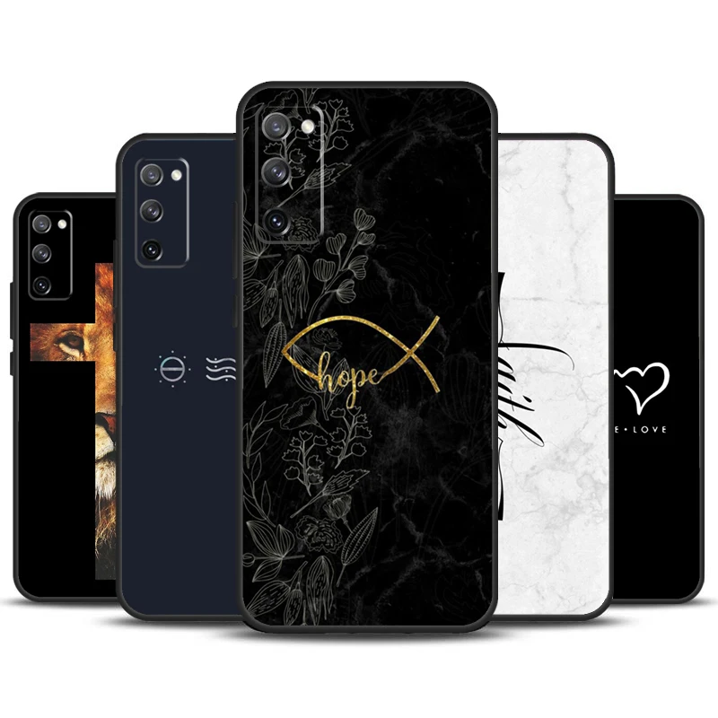 Funda de teléfono con cita cristiana versículo bíblico para Samsung Galaxy S23 S24 Ultra S22 S20 S21 FE Note 20 10 S8 S9 S10 Plus