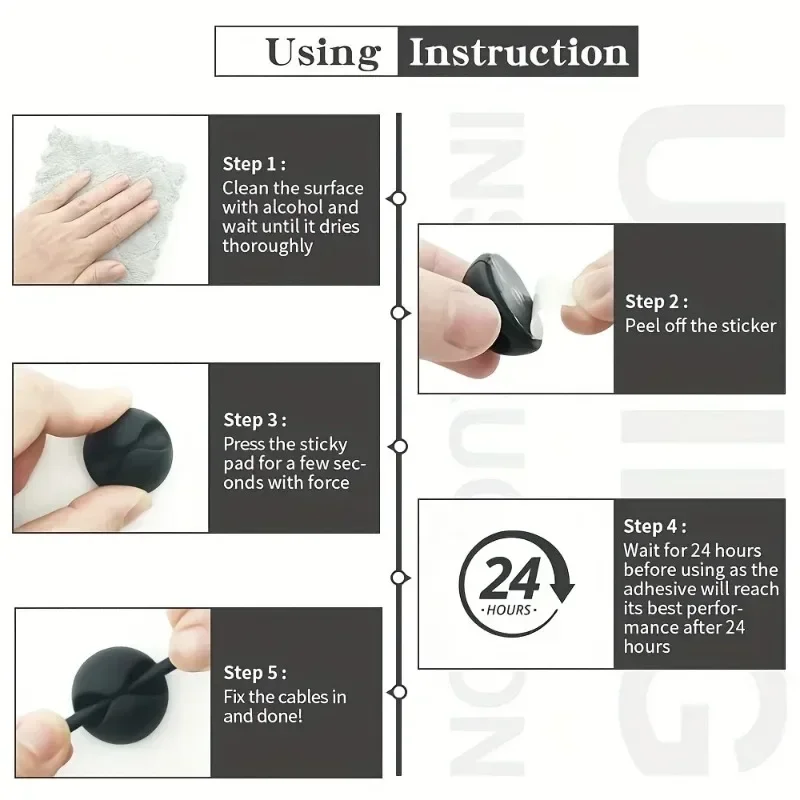 Mini Cable de datos de escritorio de goma, organizador USB tipo C para teléfono inteligente, auriculares, soporte de Cables Chargar, Protector, 5/10/20 piezas - imagen 5