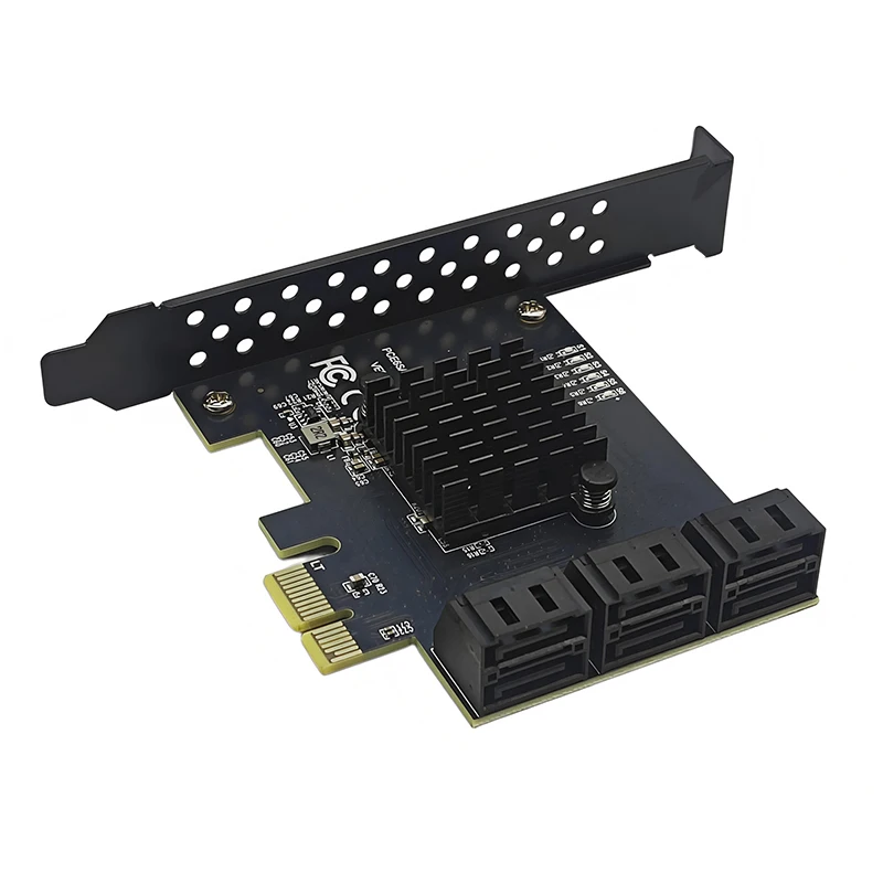 Tarjeta PCIE SATA PCI Express X1 a 6 puertos SATA3.0 6Gbps controlador tarjeta de expansión Riser RTL9100 multiplicador de puerto SATA para PC de escritorio