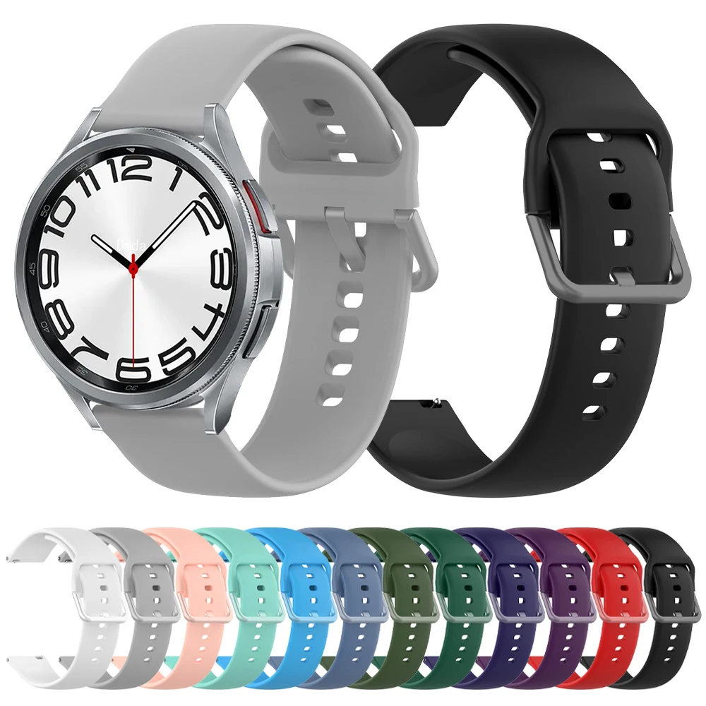 Correa de silicona suave para Samsung Galaxy Watch 6, 5 Pro, 44mm, 40mm, 4, 6, Classic, 43mm, 47mm, repuesto deportivo, 20, 22mm