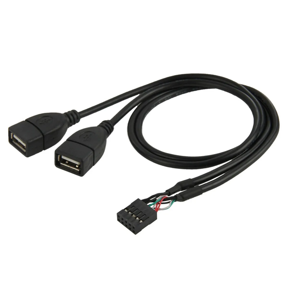 Placa base de 15cm, 30cm, 50cm, 9 pines, gira USB 2,0, dos líneas de extensión, placa principal, cabezal hembra a USB Dual 2,0, Cable adaptador hembra - imagen 2