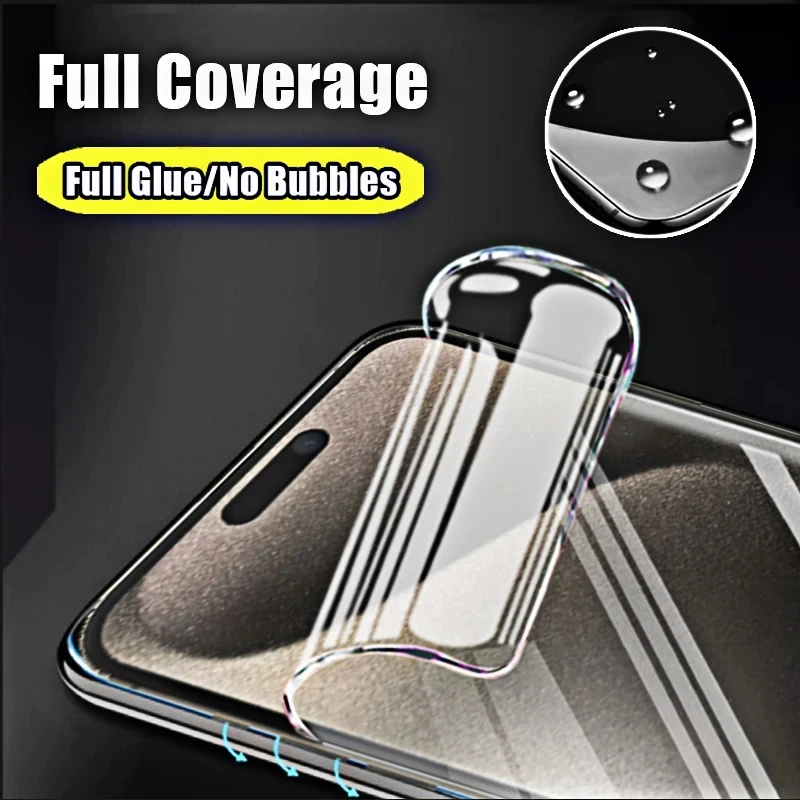 4 Uds Protector de pantalla para iPhone 16 14 13 12 Mini 11 15 Pro Max 7 8 Plus XR X SE 2022 2020 XS 16Pro Max película de hidrogel suave delgada - imagen 5