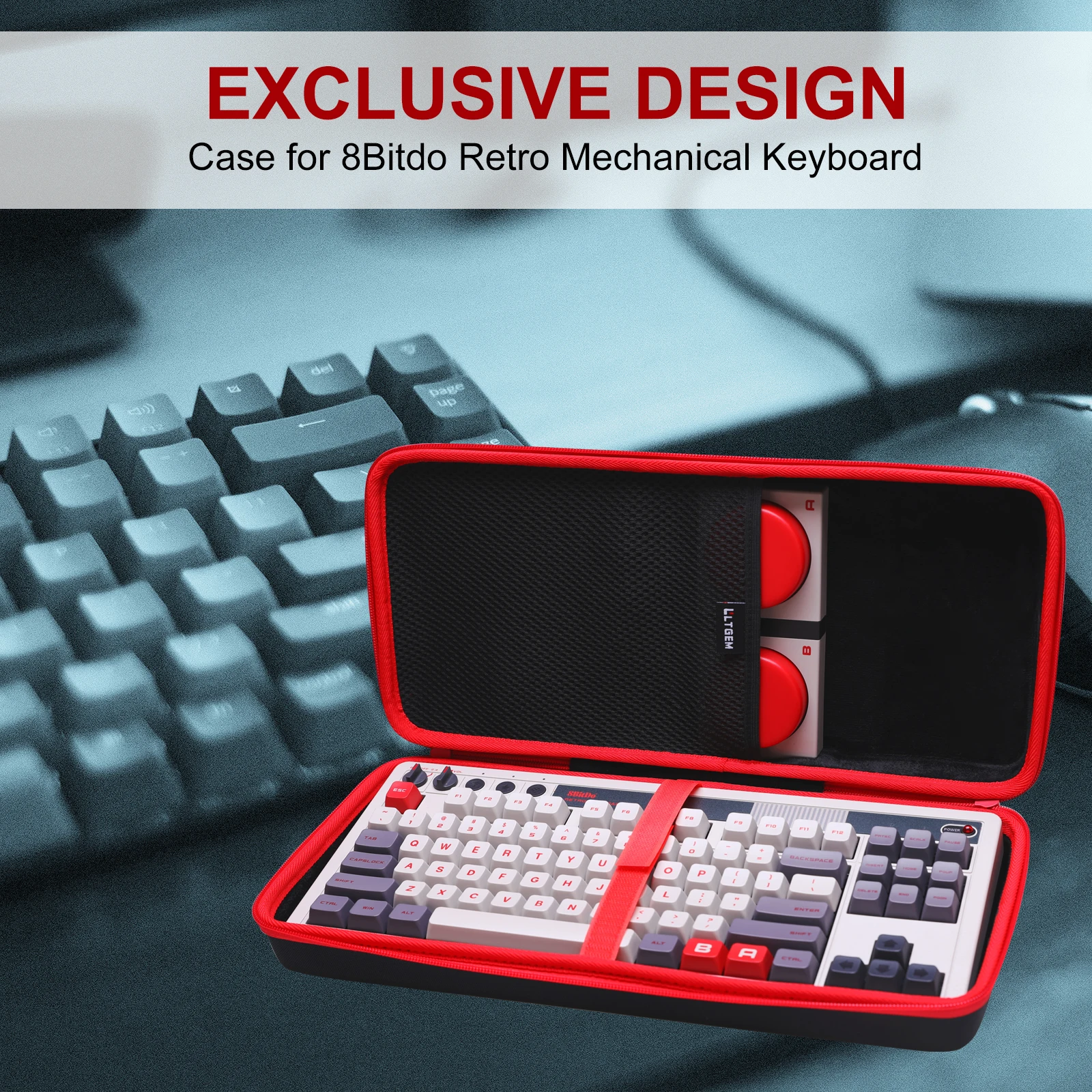 Funda para teclado LTGEM para 8Bitdo, 87 teclas, bolsa protectora para teclado mecánico Retro, bolsa de almacenamiento para juegos y viajes (solo funda!) - imagen 3