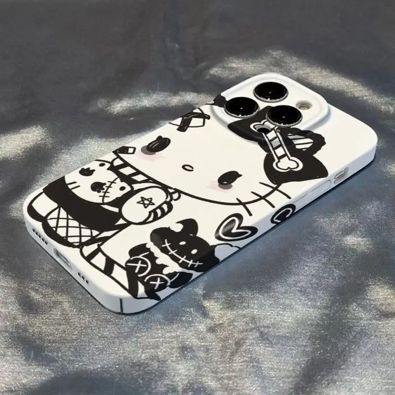 Funda de teléfono Y2k blanco y negro Hellos Kittys para Huawei P20 P30 P40 Lite Mate 20 Nova 4 7 7i 9 10 SE Pro 5G cubierta dura HD brillante - imagen 3