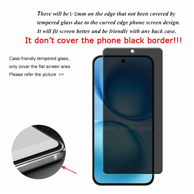 4/3/2/1 Uds para Vivo X200 FE vidrio Vivo X200 FE vidrio templado Protector de teléfono 9H Anti-espía Protector de pantalla de privacidad Vivo X200 FE - imagen 3