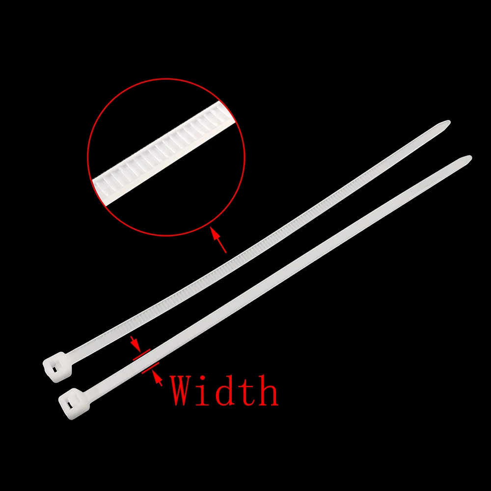 Bridas de plástico de nailon con autosujeción para cables, bridas blancas de 3x60-5x300mm, tamaño surtido, Kabelbinder para interiores y exteriores, 100 unids/lote - imagen 4