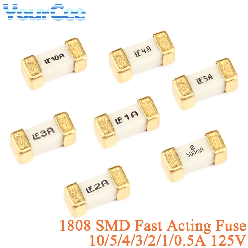 50 uds/5 uds 1808 SMD fusible de acción rápida fusible SMD 10A 5A 4A 3A 2A 1A 0.5A 125V 0451002.MRL 04510 0451001.MRL 0451003.MRL 0451005.MRL