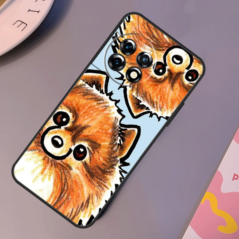 Funda de perro de acuarela Pomerania para OnePlus 12R 10T 10R 9RT 9 10 Pro OnePlus 12 11 Nord 3 2T CE 2 Lite N20 N10 - imagen 2