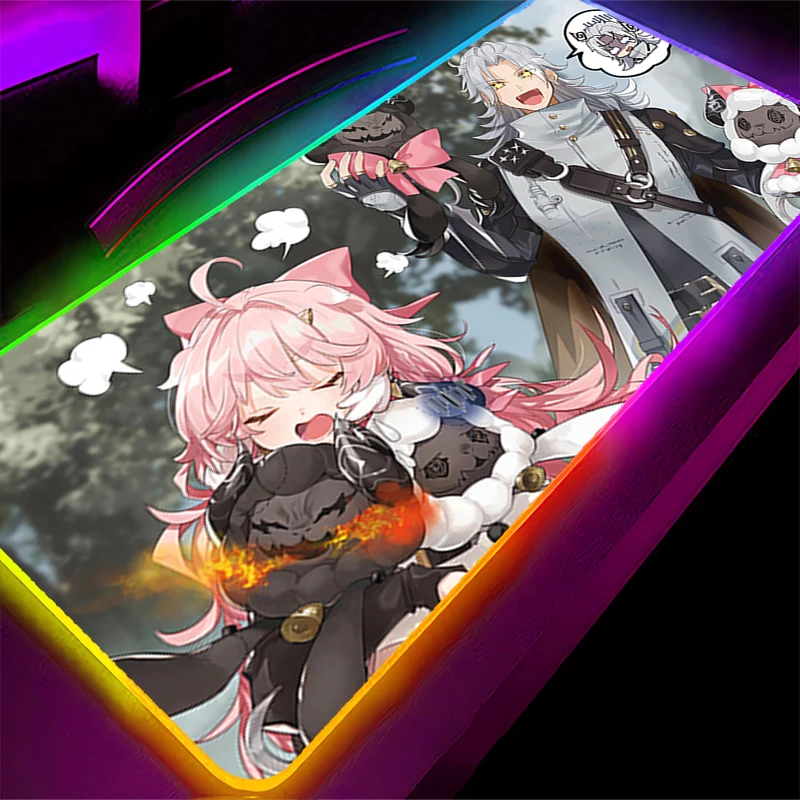 RGB LED Mouse Pad Laptop Keyboard Pad Non-Slip Anime Gaming Mat PC Accessories Mousepad Rubber W-wuthering Waves Encore Desk Mat - imagen 5