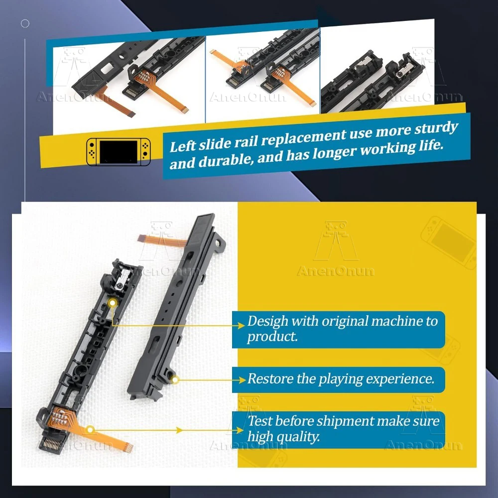 Riel deslizante para interruptor/interruptor OLED Joycon, Kit de reparación de repuesto con Cable flexible de Sensor, riel deslizante izquierdo y derecho, piezas duraderas de primera calidad - imagen 5