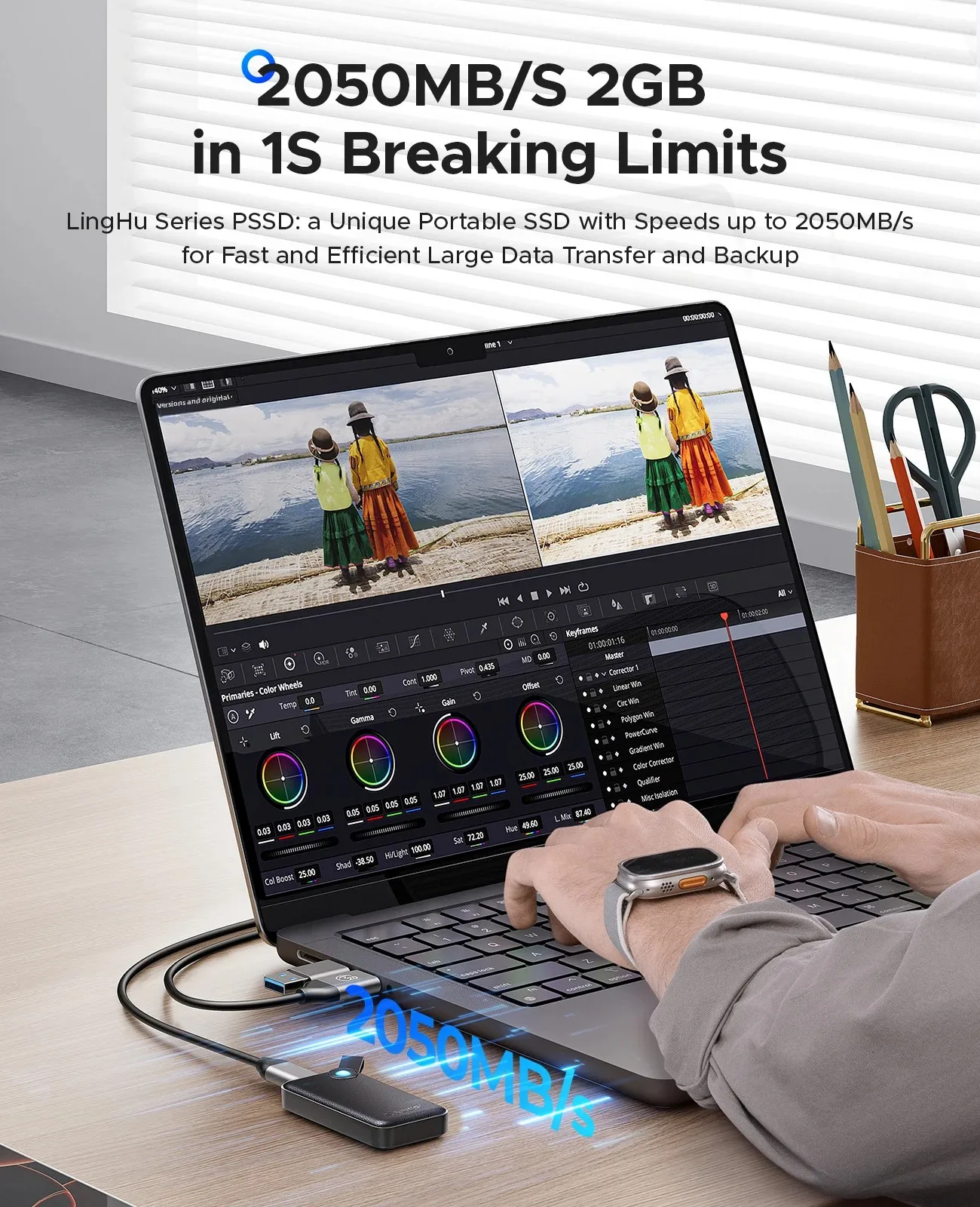 ORICO SSD portátil de 2 TB, hasta 2000 MB/s, USB 3.2 Gen 2x2, Ultra-Mini, Compacto con cable USB C 2 en 1, Unidad de estado sólido externa - imagen 4