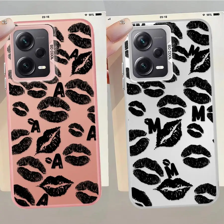 Funda para Xiaomi Mi 12T Pro 13T 11 Lite, funda trasera para teléfono con letras de labios rojos