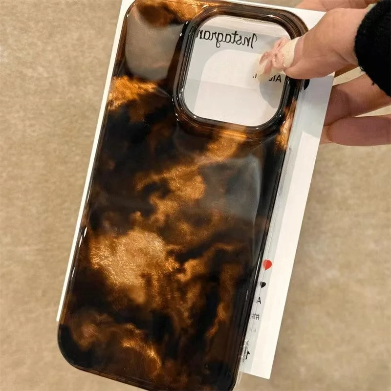 Funda de teléfono de silicona con diseño de vórtice, mezcla ámbar, negro y marrón, para iPhone 16 11 12 13 14 15 17 Pro Max X XS XR 7 8 Plus, funda suave - imagen 4