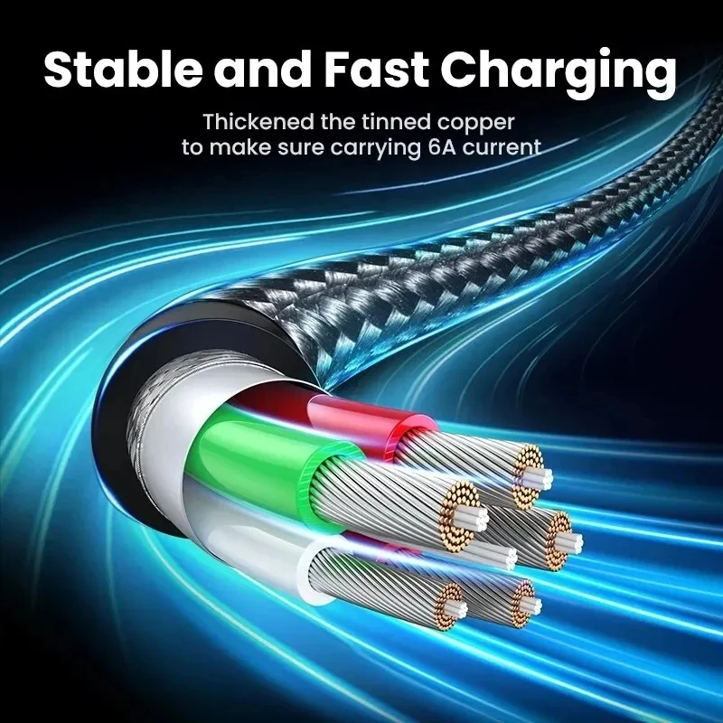 Cable de carga rápida USB tipo C para Samsung S23 A55 A35 Xiaomi Redmi Note 13 POCO X5 Huawei Nova 11 Realme iQOO Cable trenzado 3m - imagen 5