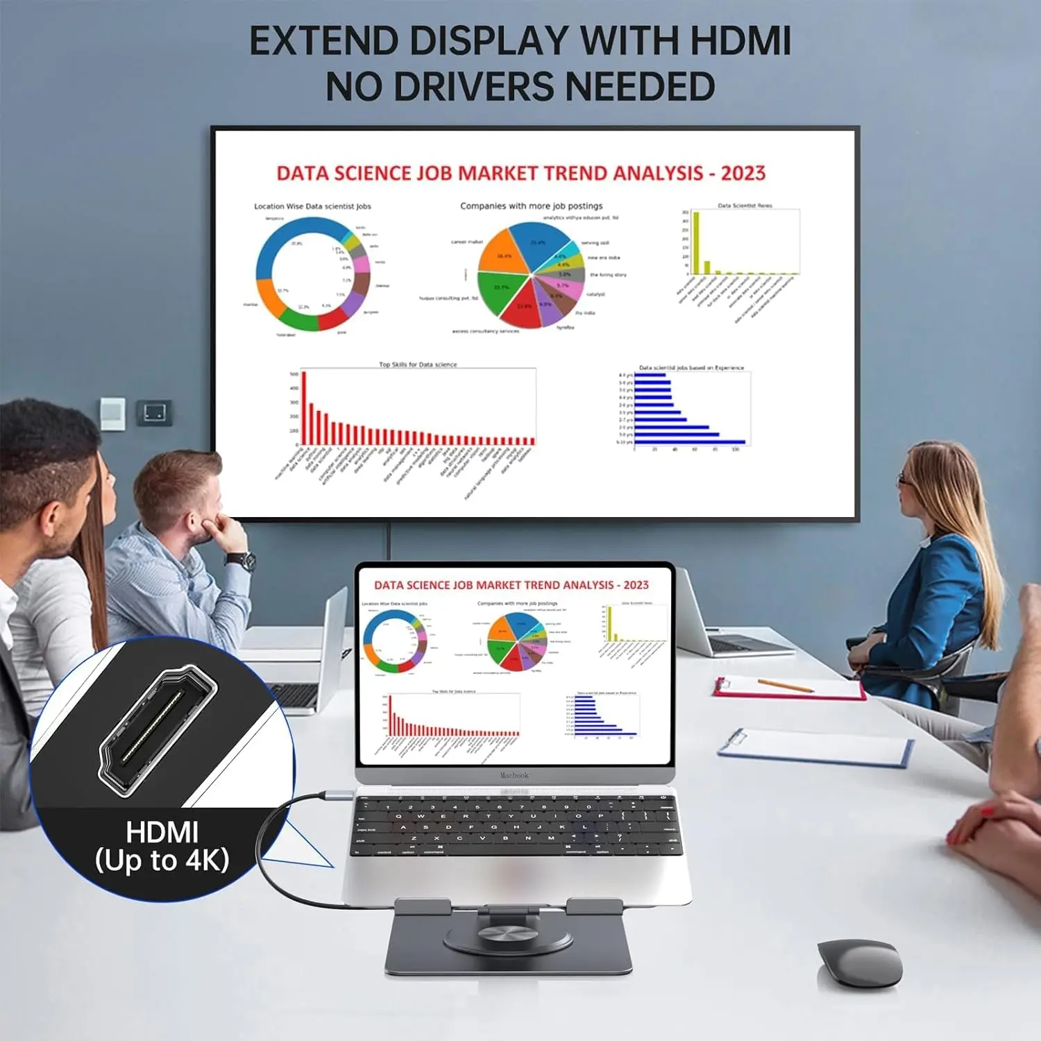 Soporte para computadora portátil con USB HUB 4K 60Hz PD100W Gigabit Ethernet Lector de tarjetas SD/TF Audio 360 ° Giratorio para MacBookPro/Air/Dell/HP/Lenovo - imagen 4
