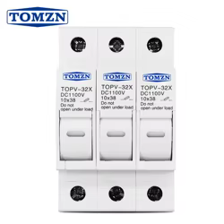 TOMZN 3P 1100V DC portafusibles 10*38mm alta tensión Solar PV TOPV-32 Base sistema fotovoltaico Protector de protección gPV