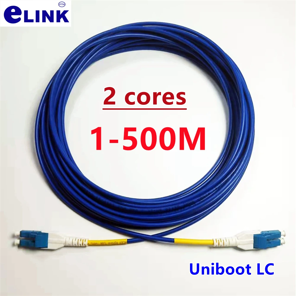 Uniboot-LC Cable de conexión 1-500M blindado 2 núcleos óptico 100m 50m 150m 200m 2C cable SM monomodo puente ftth 2 fibras LC-LC azul