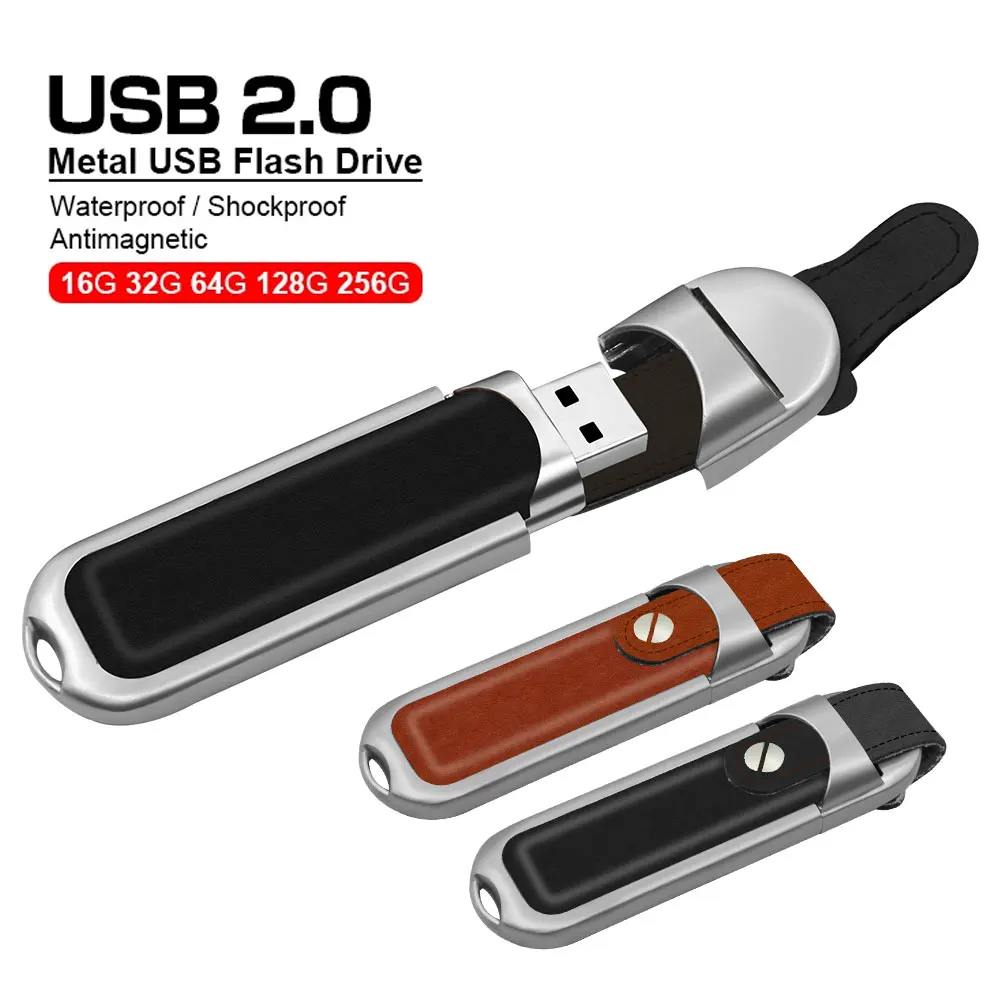 Unidad flash USB 2,0 de cuero marrón, 4GB, 8GB, 16GB, 32GB, 64GB, 128GB, capacidad real, memoria de alta velocidad, disco U portátil