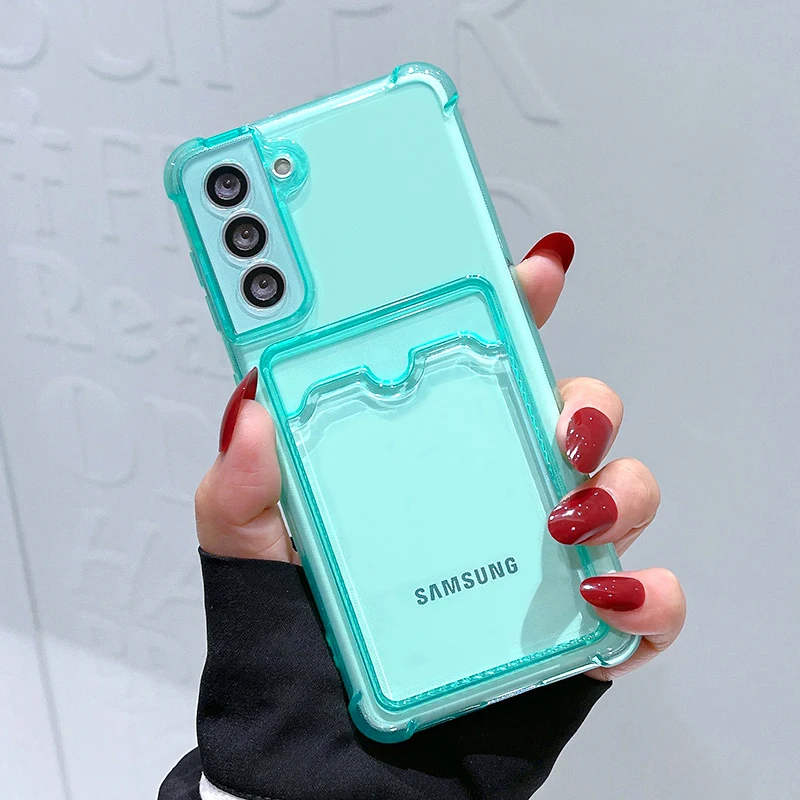 Funda de teléfono transparente con tarjetero para Samsung Galaxy S25 S24 S21 S22 S23 FE S 25 Ultra 24 Plus A16 A26 A36 A56 funda de parachoques suave - imagen 3