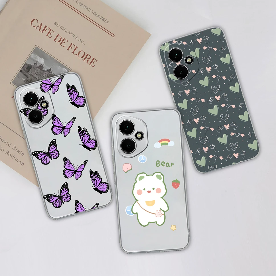 Funda blanda para Honor 400 Pro 5G, carcasa de teléfono de silicona TPU transparente con dibujos de oso bonito para Honor 400Pro, protección de cámara, Fundas Capa